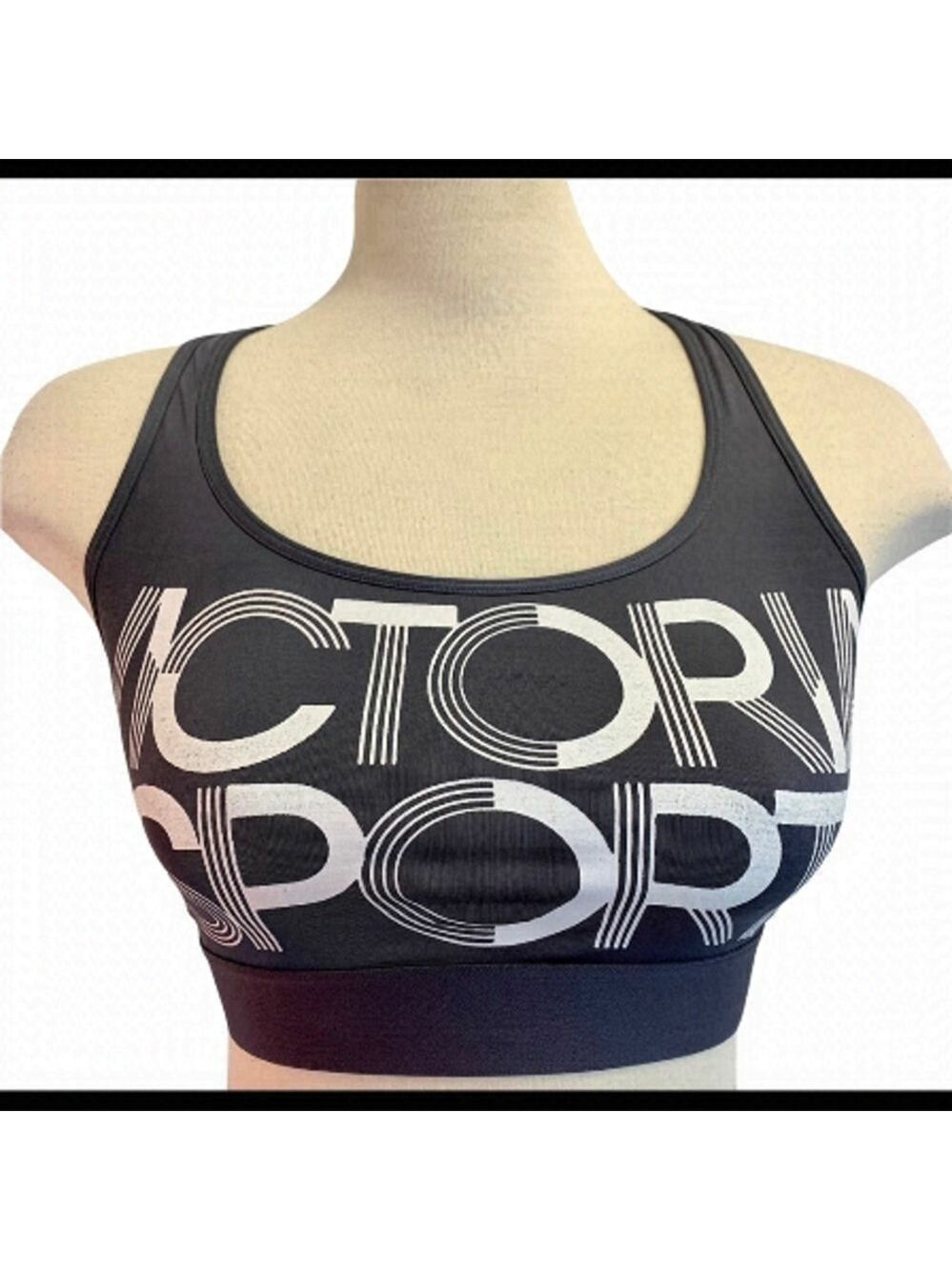 Victoria sport gray white logo sports bra size M